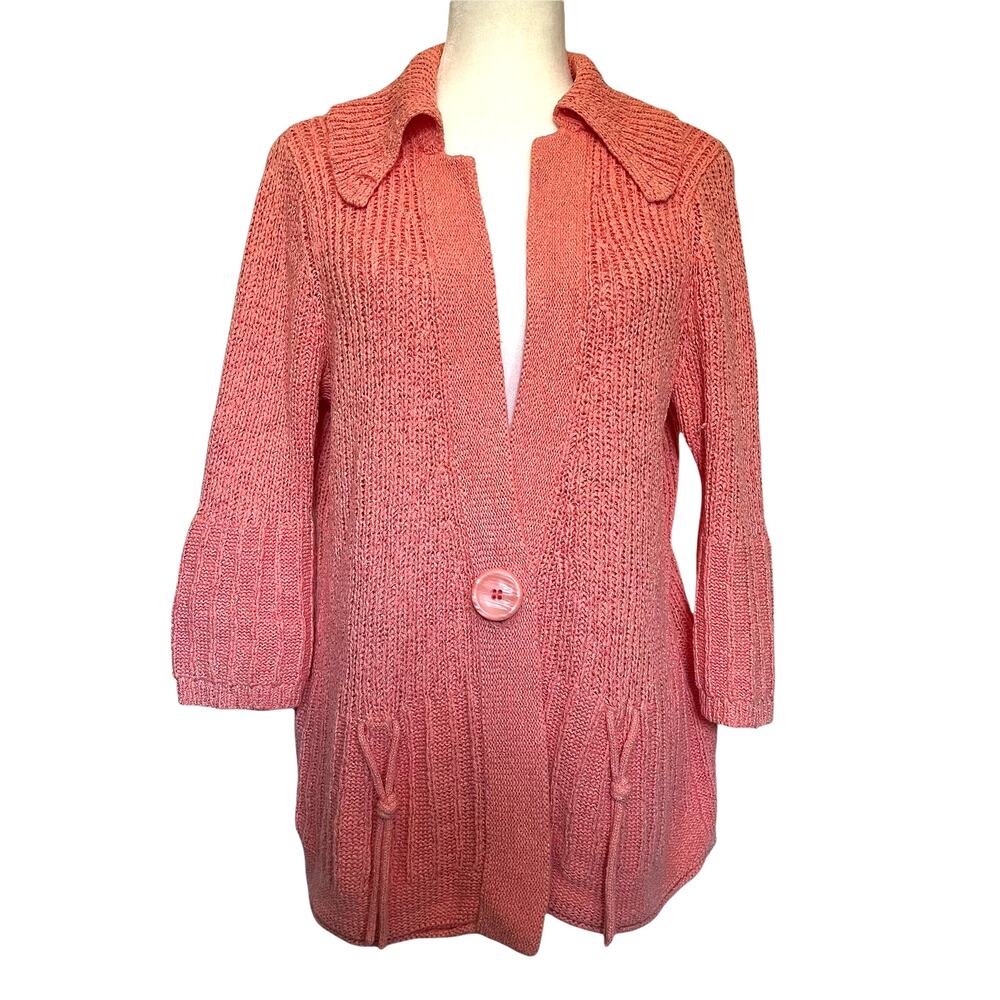 Vtg Y2K JH Collectibles Cardigan Womens Sweater XL Retro Wide Collar Preppy 90s